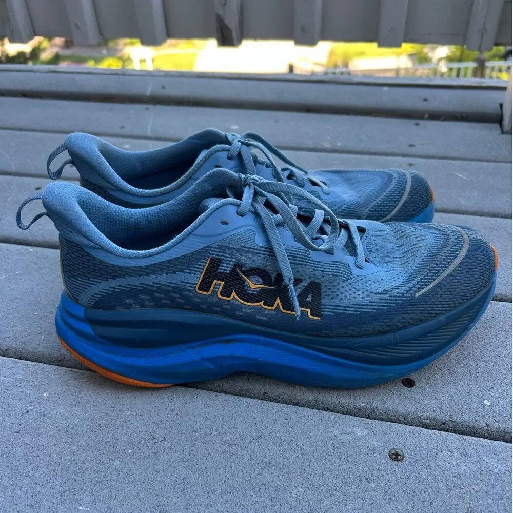 HOKA Skyflow Men’s Running Shoes Blue Orange Size 9.5 D Athletic Sneakers